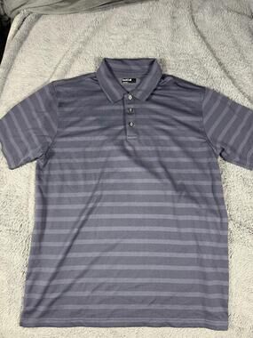Bollé Polo Shirt Mens XL Gray Stripe Short Sleeve Casual Knit Performance